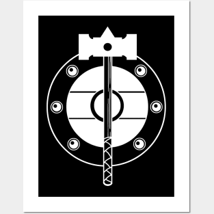 Hammer & Shield - Original Logo Banner Sigil - Light Design for Dark Shirts Posters and Art